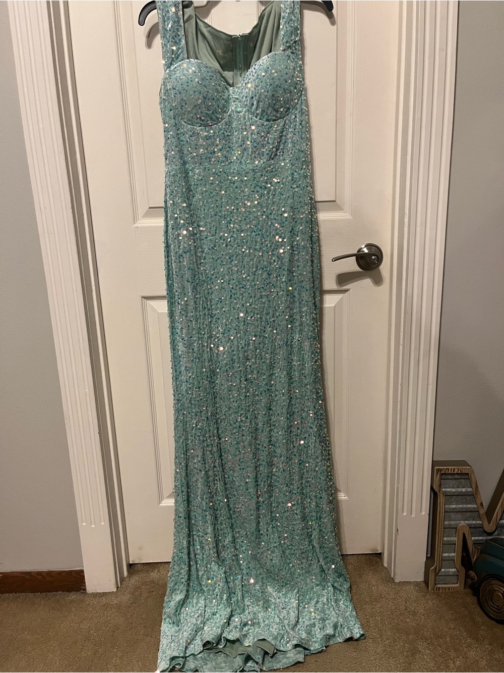 SHEIN Seafoam Green Sequin Evening Gown